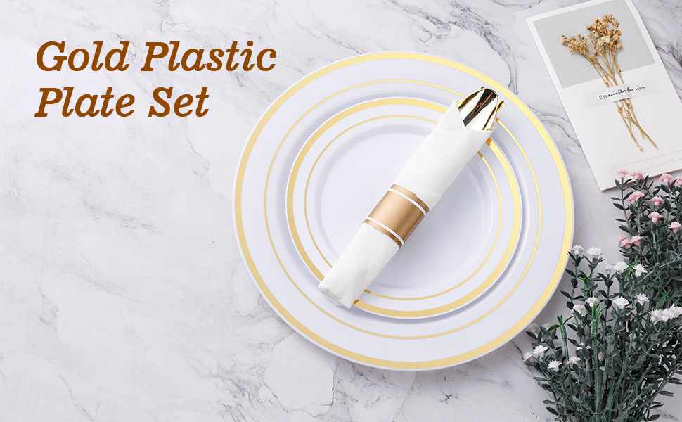 gold plastic silverware set