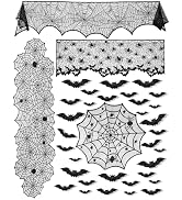 eZAKKA 5 Pack Halloween Decorations Indoor Halloween Spider Web Tablecloth | Table Runners Firepl...