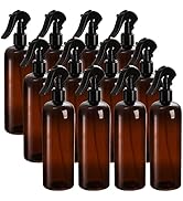 Bekith 12 Pack Plastic Spray Bottles with Black Fine Mist Sprayers, 16oz Refillable Spray Contain...