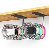 CUXIXA Tumbler Lid Organizer, Stainless Steel Tumbler Lid Holder Under Cabinet, Self Adhesive or ...