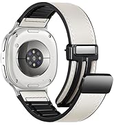 Charlam Magnetic Leather Bands Compatible with Galaxy Watch 8 Band 40mm 44mm, Galaxy Watch 8 Clas...
