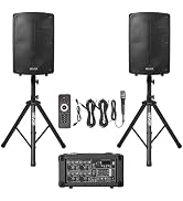 VEVOR Portable PA System with Wireless Microphone & Speakers, 800W Bluetooth PA System, 6-Channel...