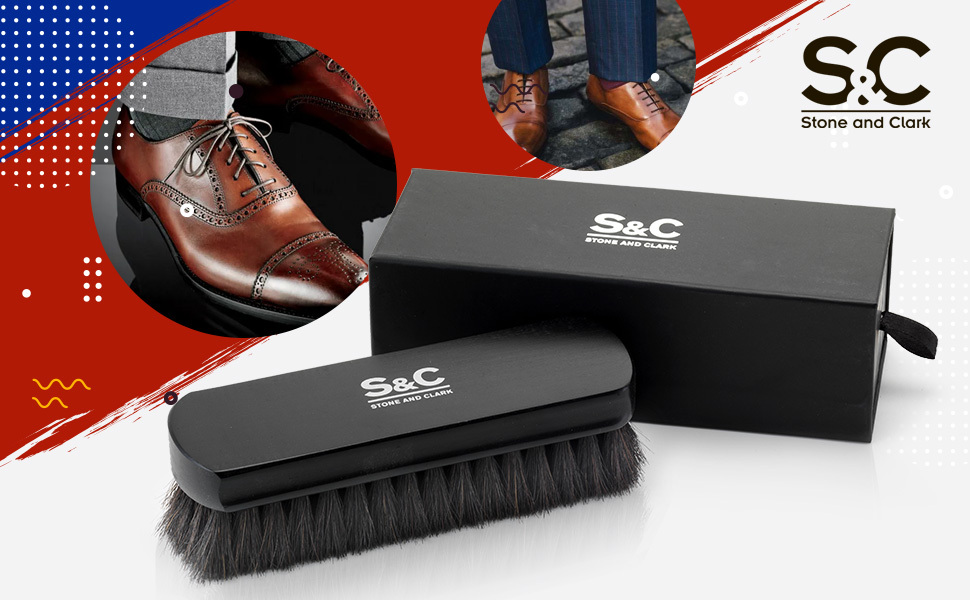 stone and clark black horsehair shoe polish brush with black gift box