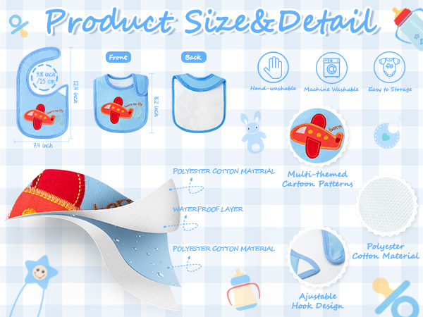 YA-Blue Baby Bibs 7P