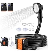 Preciva Portable Shower for Camping, 8000mAh Rechargeable Camping Shower with LED Display, USB-C ...