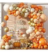 Fall Thanksgiving Balloon Arch Garland Kit – 143Pcs Sand Burnt Orange Gold Latex Balloons for Fal...