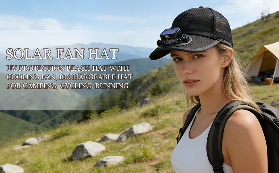 Men Women Solar Powered Fan Hat Cooling Baseball Hat Fishing