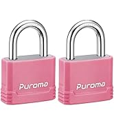 Puroma Lock Heavy Duty Keyed Padlock with 3 Keys Alike, 1-2/3 Inch Outdoor Anti-Cut Shackle Locke...