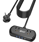 SUPERDANNY Power Strip with USB, 9.8ft Mini Desktop Charging Station with 2 Wide-Spaced Outlets &...