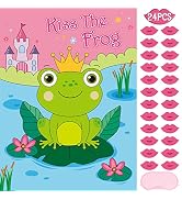 WERNNSAI Valentines Games for Kids - Pin The Kiss On The Frog Valentines Day Party Games Valentin...