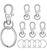 sprookber 100pcs Metal Lobster Claw Clasp with Key Ring, Keychain Rings for Crafts, Key Jewelry D...