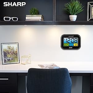 sharp atomic clock weather station temperature automatic DST gift elderly fathers day