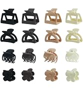 Drnytunk Hair Clip Set, 16Pcs Medium Claw Clips for Women Girls, Matte Rectangle Double Row Teeth...