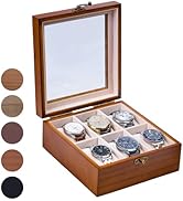 Exper City Watch Box, Watch Case for Men Women with Large Glass Lid, Wooden Watch Display Storage...