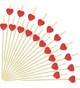FATLODA 200PCS Heart Cocktail Picks, Red Heart Decorative Toothpicks for Appetizers Charcuterie D...