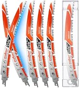 12 Inch Reciprocating Saw Blades, 5 Pack, 6TPI Japanese Teeth Arc Edge CR-V Steel Pruning Saw Bla...
