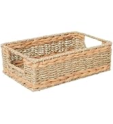Water Hyacinth Storage Basket - Small Rustic Rectangle Woven basket Organizer with Handle for Hom...
