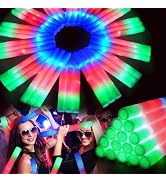 HONLYNE 120 PCS Foam Glow Sticks with 3 Modes Colorful Flashing, LED Light Sticks, Glow in the Da...