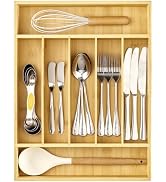 Vtopmart Bamboo Kitchen Drawer Organizer, 100% Bamboo Utensil Tray | Kitchen Drawer Organizer wit...