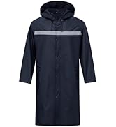 ProHydra Mens Long Safety Rain Coats with Air Vents Reflective Stripes Waterproof Packable Rain J...