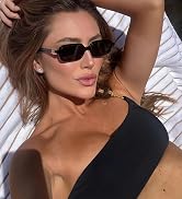 Colrea Retro Rectangle Sunglasses for Women Men Trendy Vintage Small Square Sun Glasses 90s Fashi...