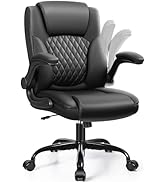 Leather Office Chair, PU Home Computer Desk Chairs with Ergonomic Back Support, 360°Swivel Free,S...