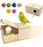 MUYG Acrylic Bird Nesting Box,Transparent Parakeet Nesting Box with Perch Natural Wood Cockatiel ...