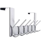 WEBI Over The Door Hook Door Hanger:Over The Door Towel Rack with 6 Hooks for Hanging Coats,Door ...