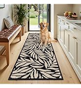 Ileading Hallway Runner Rug 2x6ft Kitchen Floor Mat Modern Leaves Non Slip Throw Rugs Busy Traffi...