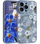 Uioeua for iPhone 13 Pro Magnetic Flower Case,Cute Clear Frosted Floral Pattern Design with Lens ...