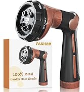 FANHAO Garden Hose Nozzle, 100% Heavy Duty Metal Water Hose Sprayer with 8 Spray Patterns, High P...