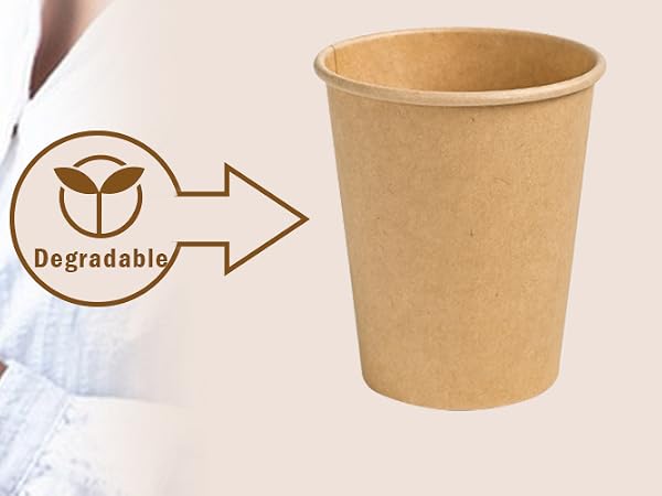 Kraft paper Cups Brown Disposable Paper Coffee Cups Unbleached Cups for Hot/Cold