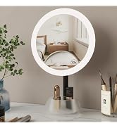 MIROAMZ 9.5" Lighted Makeup Mirror with Storage, Mirror with Lights for Makeup Desk, 1X 10X Magni...