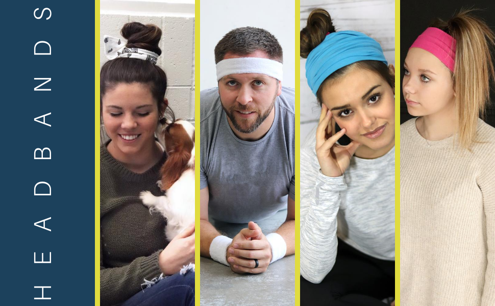 headbands tie on sweatband multifunctional cotton wide soft stretchy sports fashion fitness