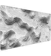 Buslint Large Mouse Pad, 3D Black and White Abstract Topographic Map Design, 35.4 x 15.7 Inches, ...