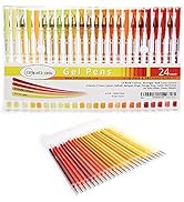OfficeGoods Red Orange Yellow Gel Pens + Refills - 24 Premium Colors - Fast Drying Smudge Free - ...