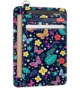 peacoblue RFID Blocking Credit Card Holder for Women - Butterflies with Floral Patterns PU Leathe...