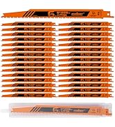 HORUSDY 9" Reciprocating Saw Blade Wood Pruning, 30-Piece 6-12 TPI Bi-Metal Saw Blades for Nail W...
