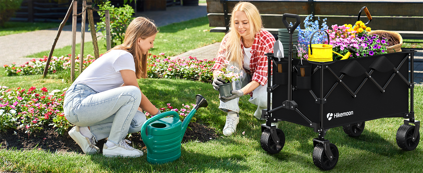Hikemoon utility collapsible folding wagon cart for garden