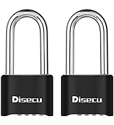 Disecu Heavy Duty 4 Digit Combination Lock 2.5 Inch Long Shackle Outdoor Waterproof Padlock for S...