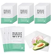 50 pcs Makeup Remover Wipes Individually Wrapped Makeup Wipes Bulk Face Cleansing Wipes, Individu...