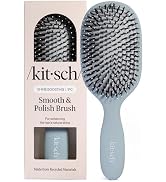 Kitsch Smooth & Polish Brush – Dual Bristle Detangler Brush, Shine & Frizz Control – Vegan Boar &...