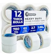 Rosmonde 12 Pack Clear Packing Tape, 65 Yards, Heavy Duty Packaging Tape, 1.88