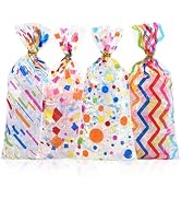 LEOSINDA Clear Cellophane Treat Bags,100 Pcs 5 X 11 Inch Clear Cellophane Bags Party Favor Bags f...