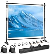 Qoolfoto Adjustable Photo Backdrop Banner Stand, 8 X 8ft Step and Repeat Stand with Telescopic Tu...