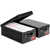 yoyobubu VHS Storage Box Set – 2-Pack Faux Leather Cassette Tape Storage Bins – Holds 14 Clamshel...