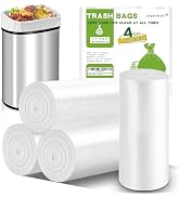 4 Gallon Clear Trash-Bag Small Garbage-Bags-Bathroom - Unscented Kitchen Plastic 100 Count Little...