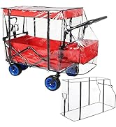 Universal Waterproof Wagon Cover, Two-Sided Zippers Clear PVC Rain Canopy with UV Protection, Win...