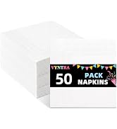 White Napkins 50 Pack, 6.5 Inch Square Disposable Cocktail Napkins, 3 Layer Thick Paper Napkins f...
