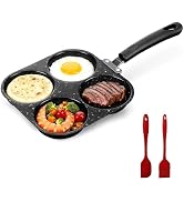 Puraville Egg Frying Pan, 4-Cup Nonstick Granite Omelette Skillet Pancake Pan and Healthy Egg Coo...